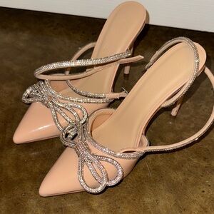 Elegant Nude Stiletto Heels with Rhinestone Accents